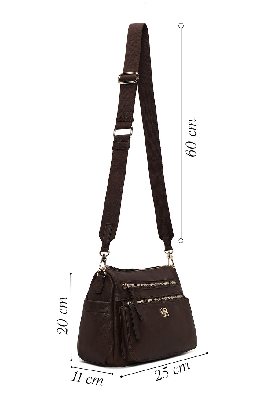 Woman Brown Crossbody Bag with Long Strap