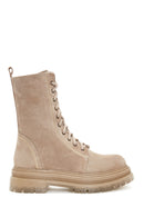 Women's Gray Suede Leather Boots | Derimod