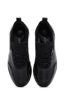 Women's Black Thick Sole Leather Casual Sneaker | Derimod