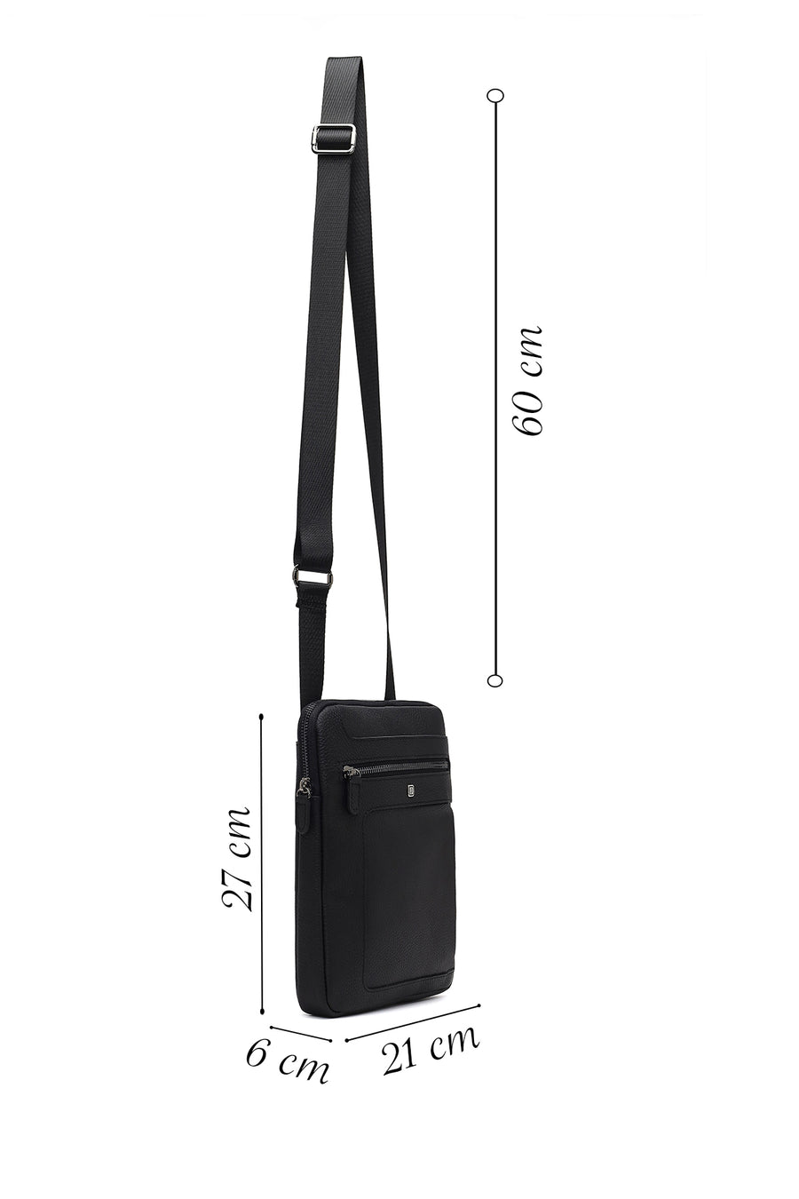 Men's Black Long Strap Leather Shoulder Bag