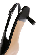 Women's Black Open Back Leather Short Heel Stiletto | Derimod