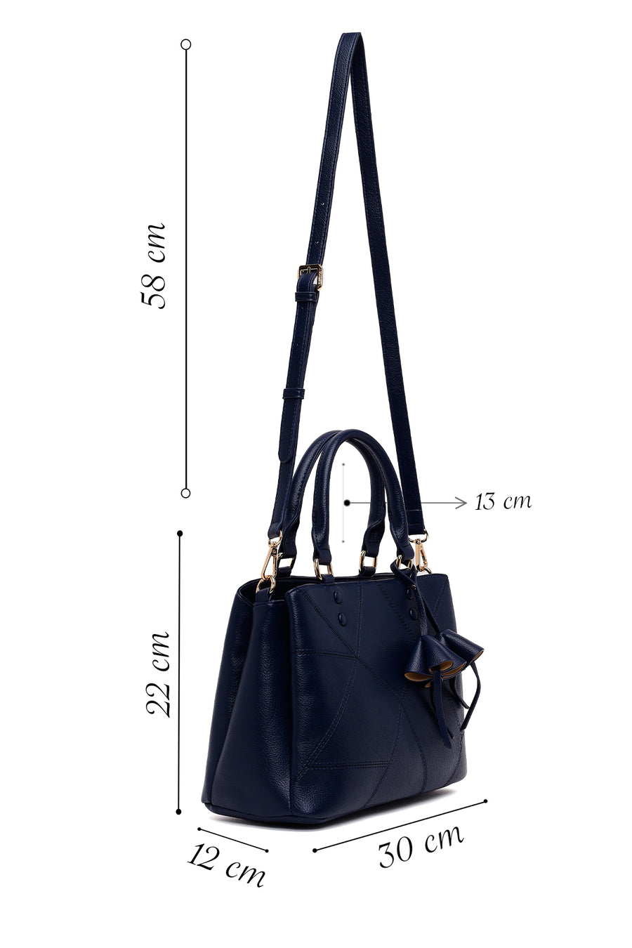 Woman Navy Long-Strap Classic Shoulder Bag