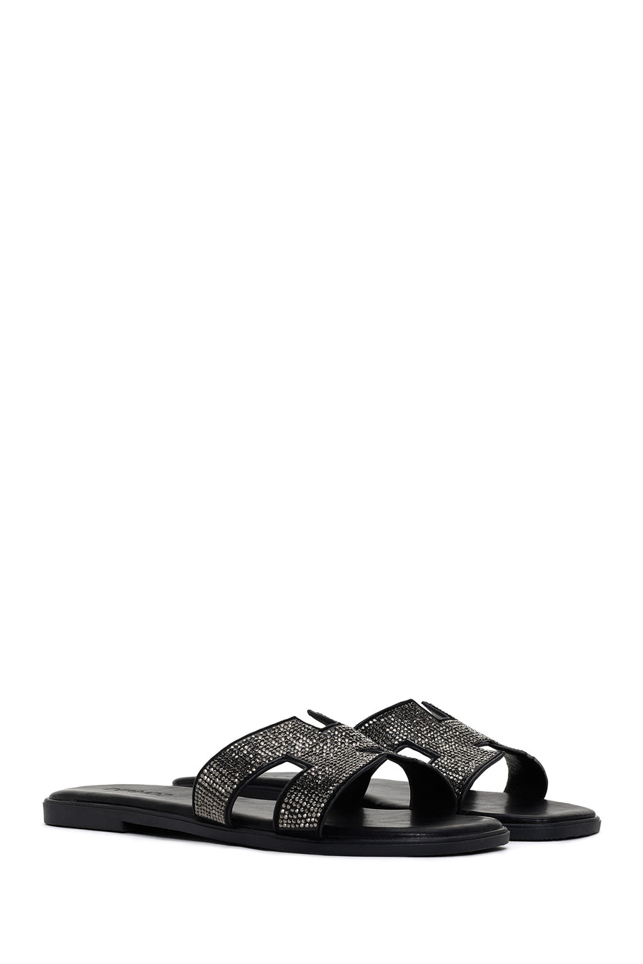 Women's Black Stone Slippers