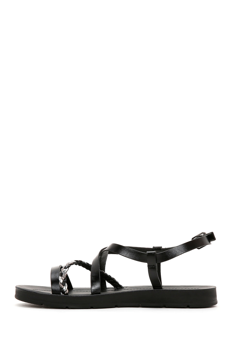 Women's Black Knit Detailed Sandals