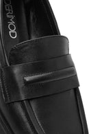 Women's Black Leather Masculine Loafer | Derimod