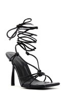 Women's Black Tie-Heeled Sandals | Derimod