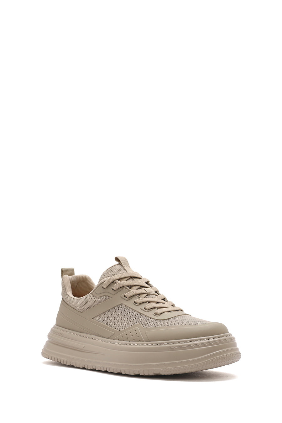 Men's Beige Lace-Up Thick-Sole Sneakers