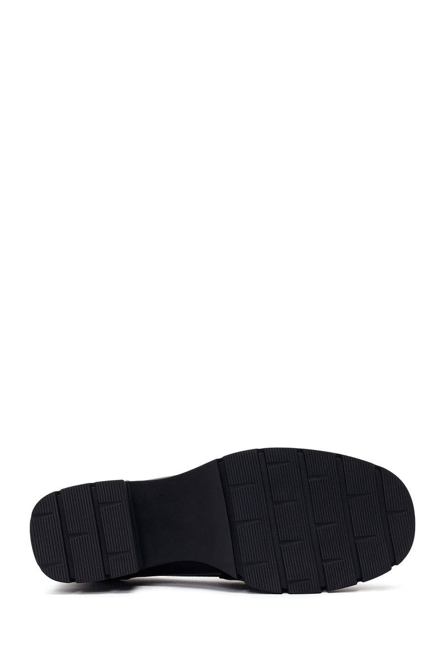 Woman Black Chunky-Heeled Buckled Leather Loafer