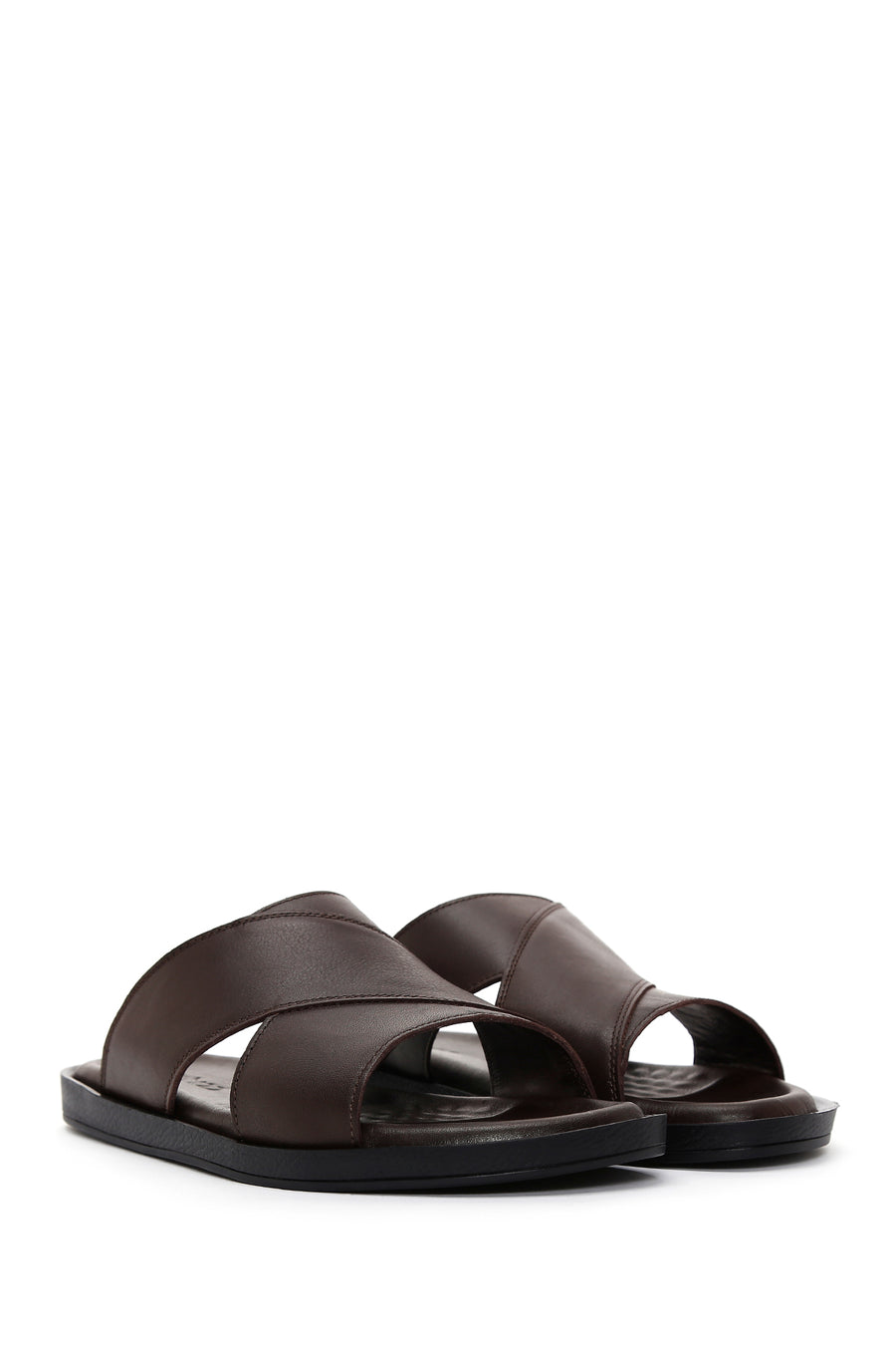 Men's Brown Leather Slippers
