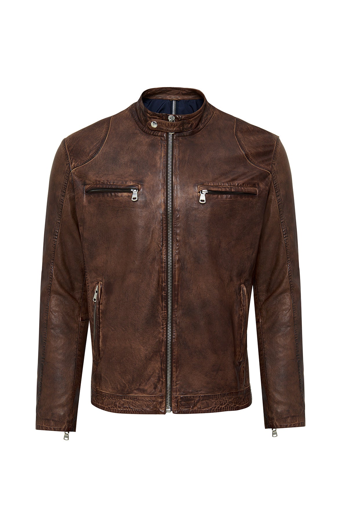 Immobile Men's Brown Sport Leather Jacket 24WGD6439W8 | Derimod