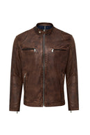 Immobile Men's Brown Sport Leather Jacket | Derimod