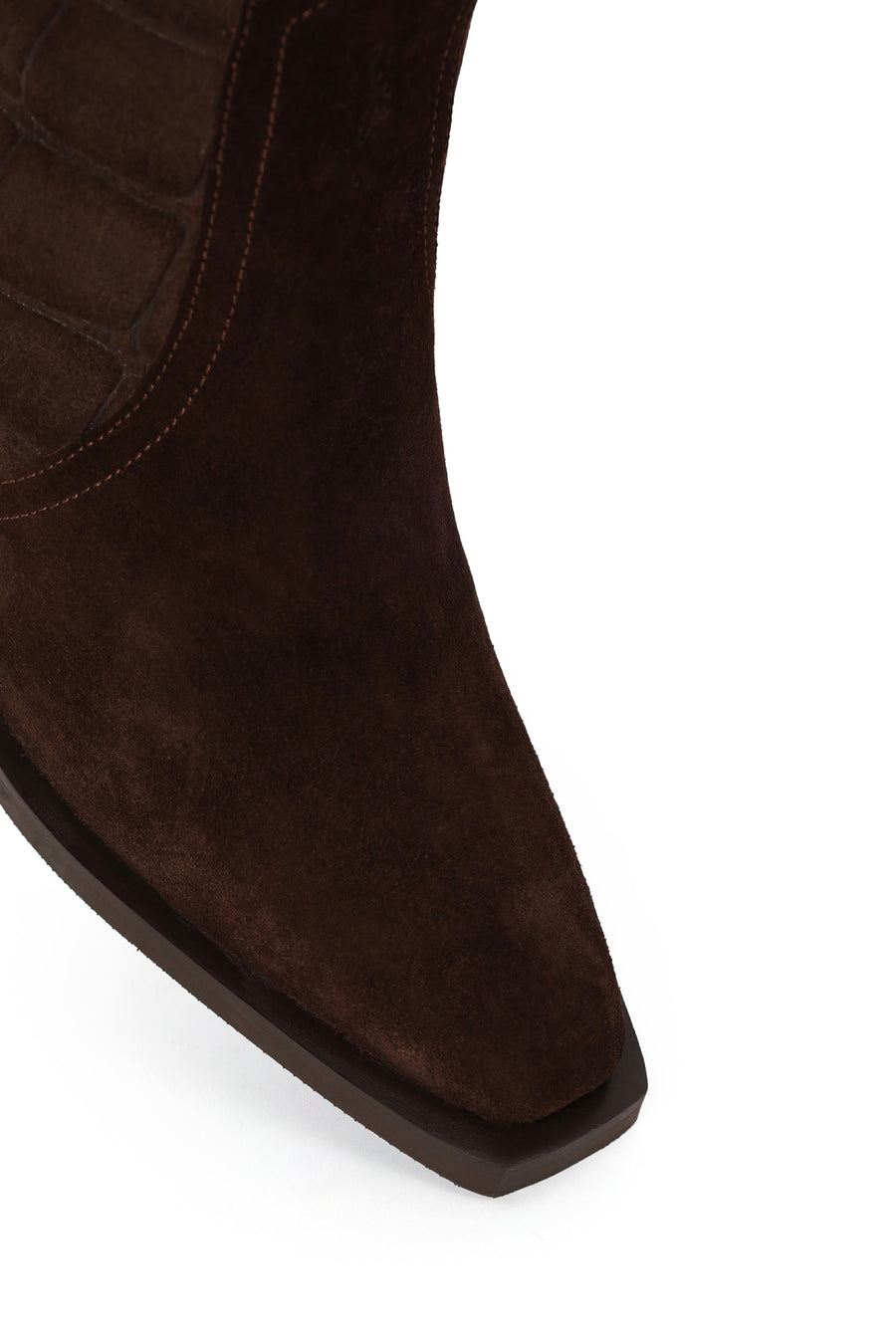 Woman Brown Printed Chunky-Heeled Suede Cowboy Boots