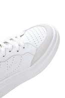 Women's White Leather Thick Soled Sneaker | Derimod