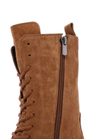 Women's Tan Thick Soled Zippered Suede Leather Boots | Derimod