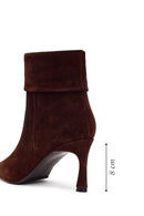 Woman Brown Thin-Heeled Suede Boots | Derimod