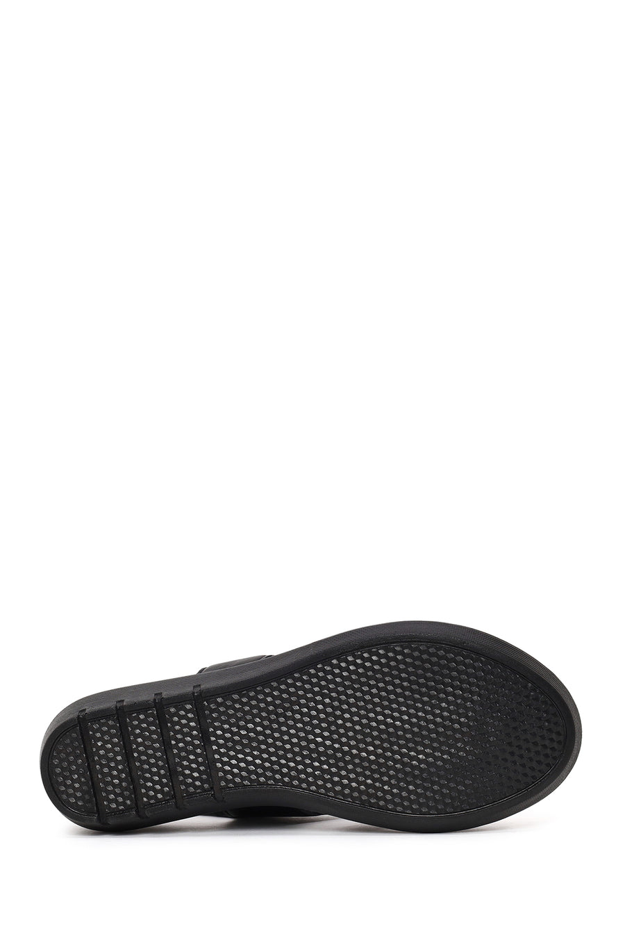 Woman Black Wedge Heel Leather Comfort Sandal