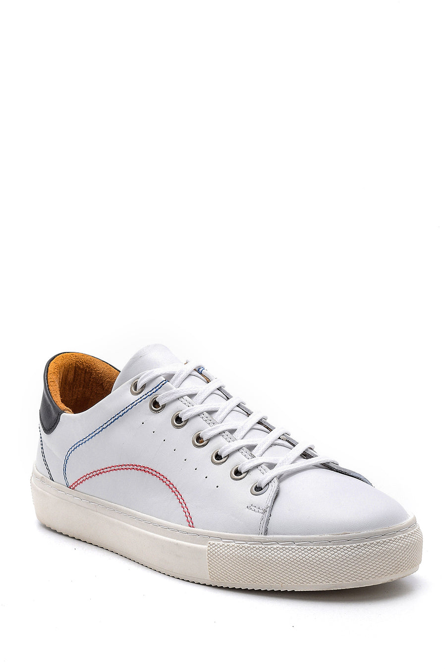Men's Leather Sneaker with Stitching Detail