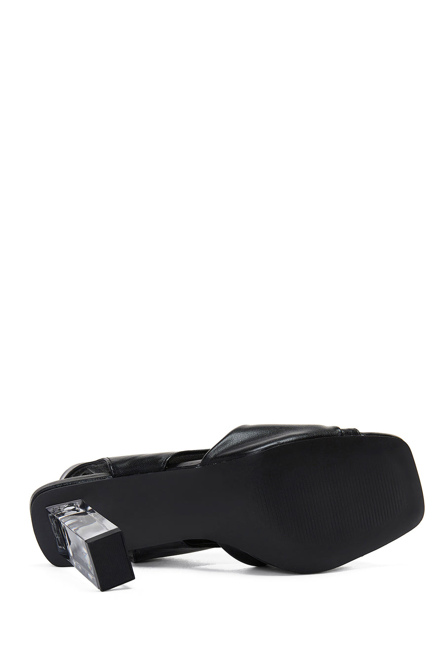 Women's Black Transparent Chunky Heel Sandals