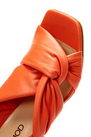 Women's Orange Leather Heeled Sandals | Derimod