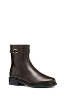 Geox Women Brown D Walk Pleasure A - Shı.Lea Zippered Leather Boot | Derimod