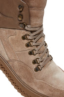 Men's Beige Lace-Up Nubuck Leather Casual Boots | Derimod