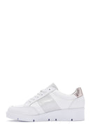 Women's White Thick Soled Leather Sneaker | Derimod