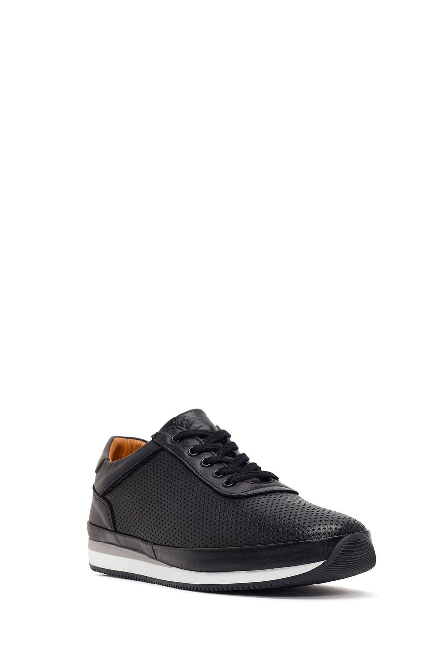 Erkek Siyah Bağcıklı Deri Casual Sneaker