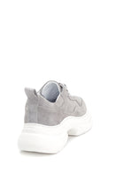 Women's Gray Suede Leather Thick Soled Sneaker | Derimod