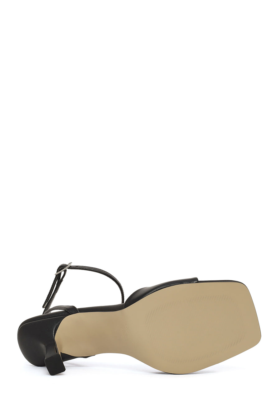 Women's Black Ankle Buckle Thin Heel Sandals