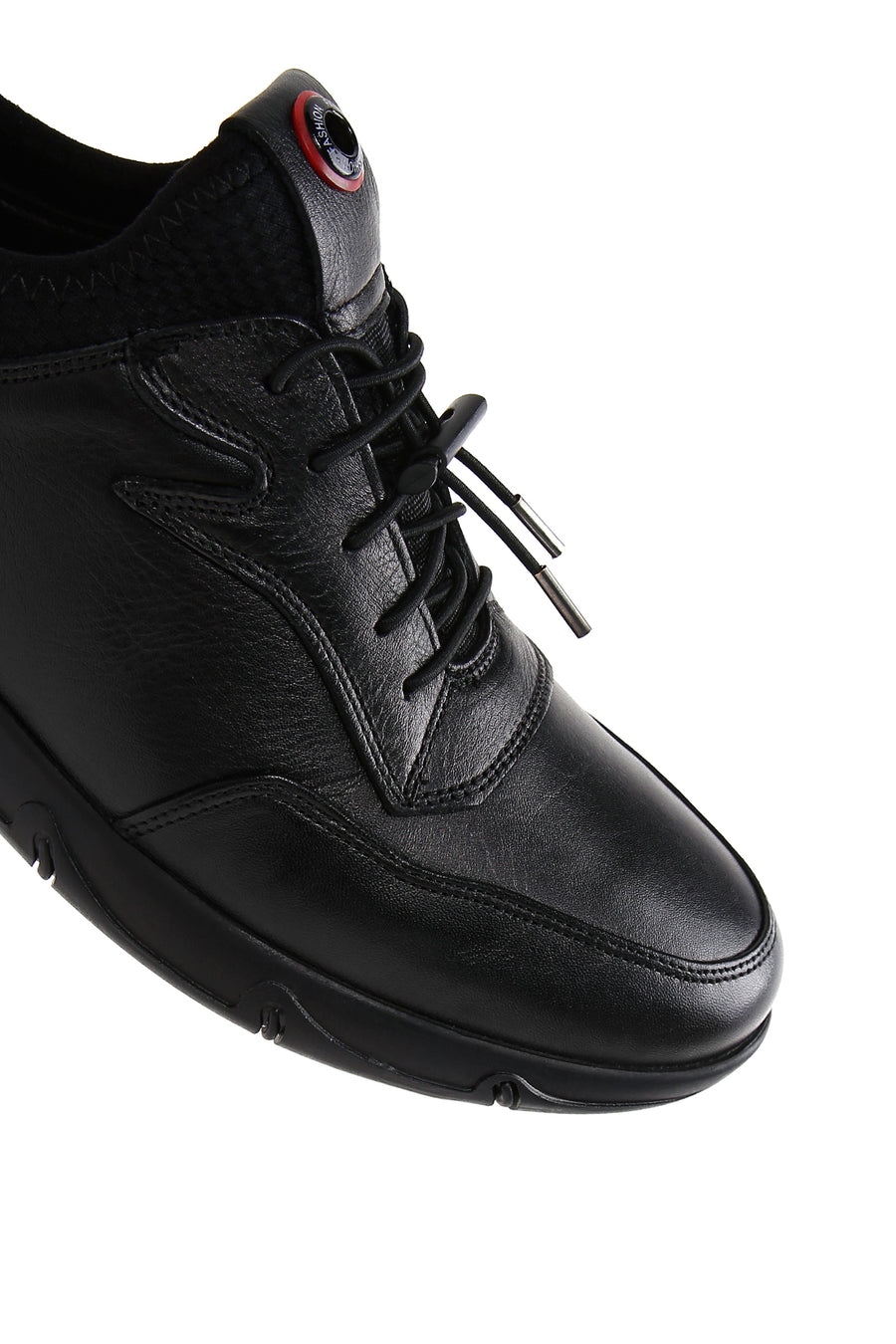 Erkek Siyah Bağcıklı Deri Casual Sneaker