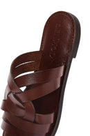 Women's Brown Leather Slippers | Derimod