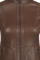 Lucy Woman Gray Double-Sided Leather Suede Jacket | Derimod