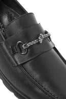 Women's Black Buckle Detailed Leather Comfort Loafer | Derimod