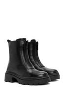 Women's Black Double Zipper Leather Boots | Derimod