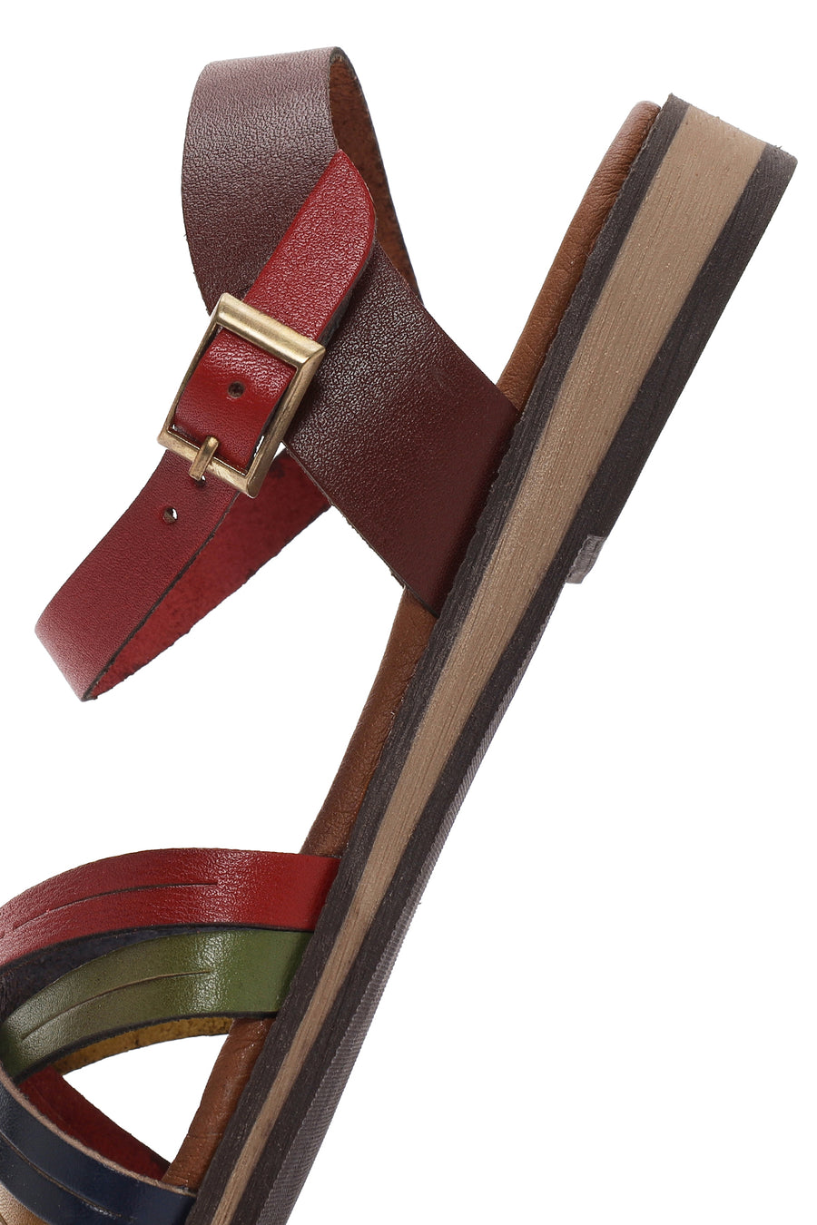 Women's Colorful Buckle Leather Bodrum Sandals
