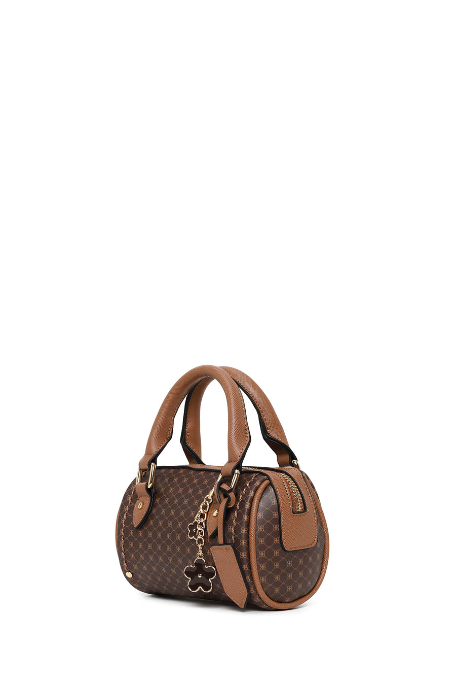 Woman Brown Long-Strap Printed Mini Crossbody Bag