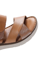 Women's Tan Ankle Strap Leather Comfort Sandals | Derimod