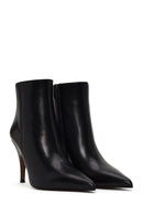 Woman Black Zip Closure Stiletto Heel Leather Boots | Derimod