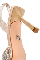 Women's Beige Open Back Thin Heeled Shoes | Derimod