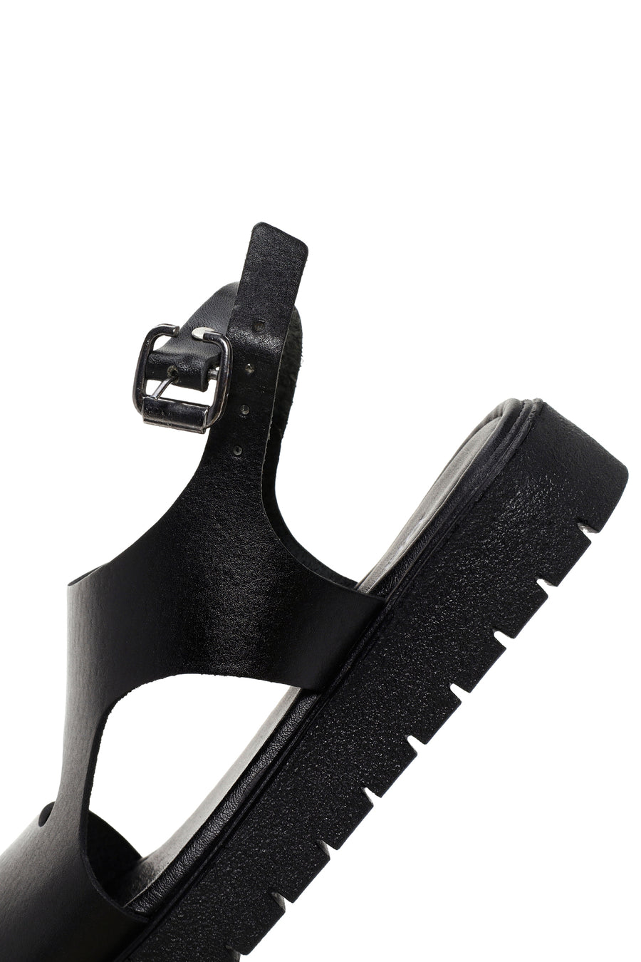 Women's Black Ankle Strap Leather Sandals