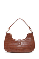 Women's Brown Long Strap Crocodile Patterned Handbag | Derimod