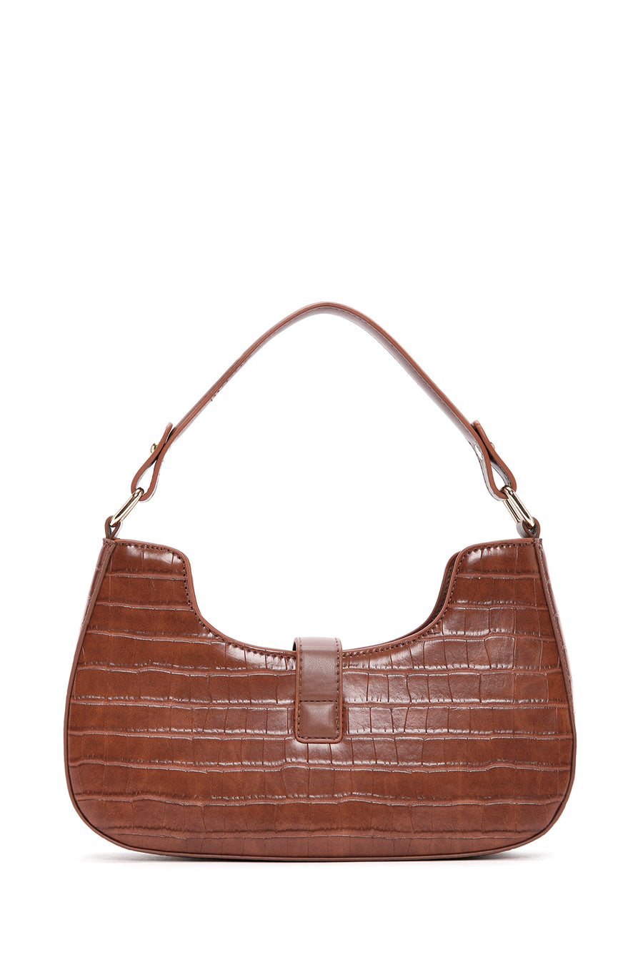 Women's Brown Long Strap Crocodile Patterned Handbag