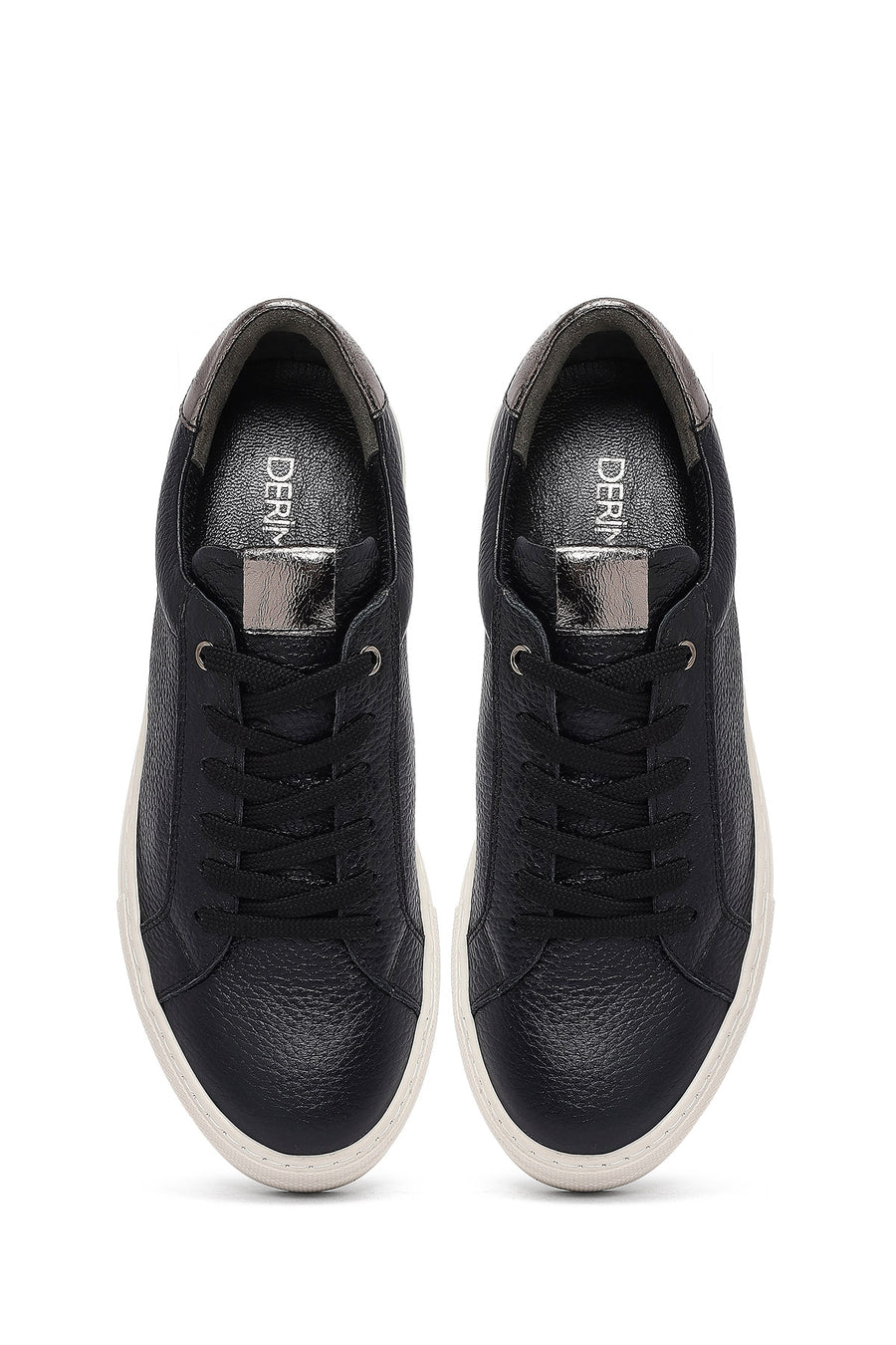 Woman Black Lace-Up Leather Sneaker