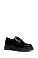 Geox Women's Black Iridea Patent Leather Oxford Shoes | Derimod