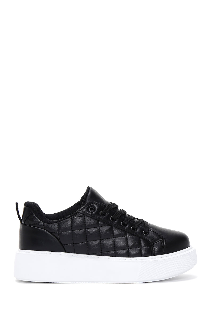 Women's Black Lace-Up Quilted Sneakers 24WFE1452KP | Derimod