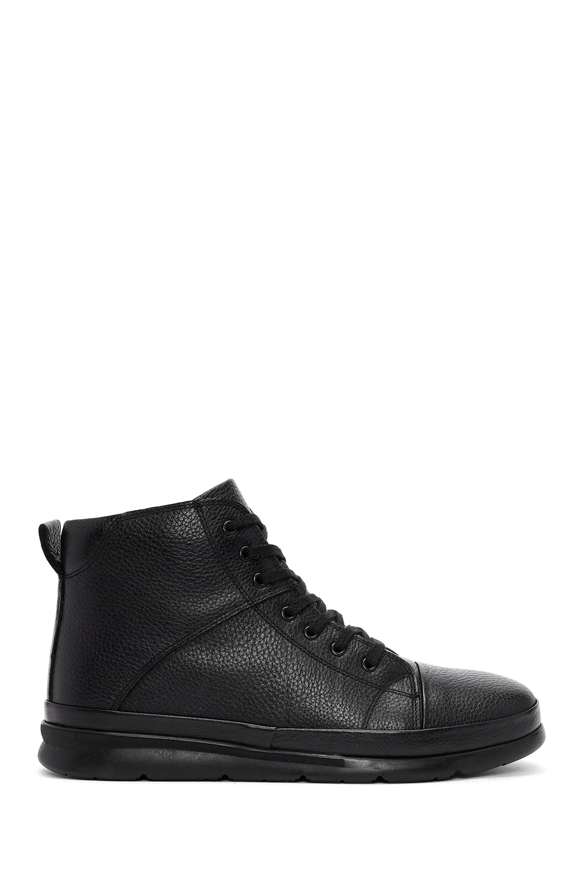 Men's Black Zippered Leather High Top Sneakers 24WFD6741FT | Derimod