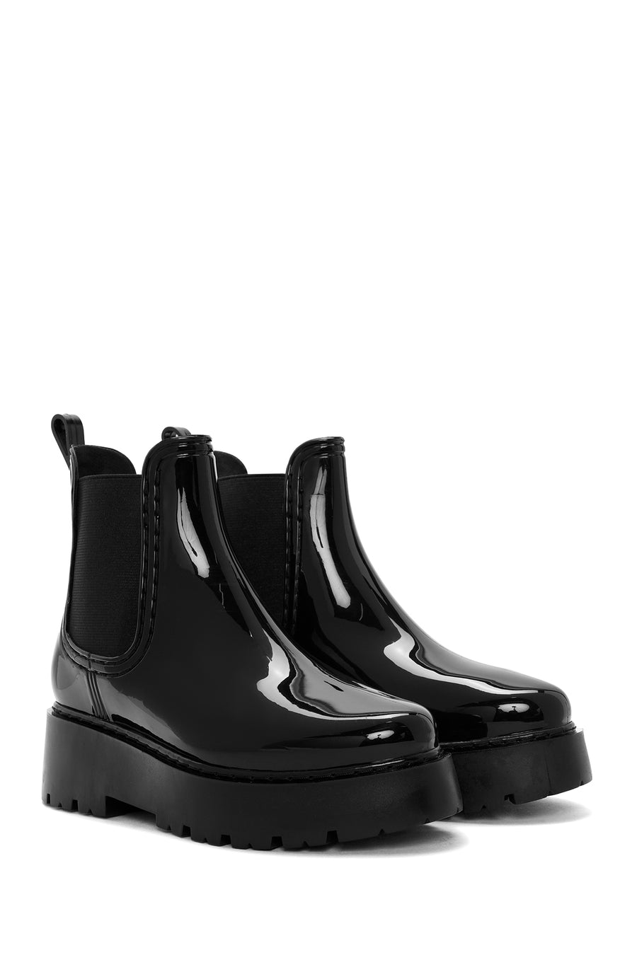 Women's Black Thick Soled Rain Boots