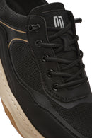 Erkek Siyah Bağcıklı Deri Sneaker | Derimod