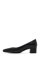Derimod Flex Woman Black Thick-Heeled Leather Shoes | Derimod