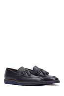 Erkek Lacivert Deri Baskılı Casual Loafer | Derimod